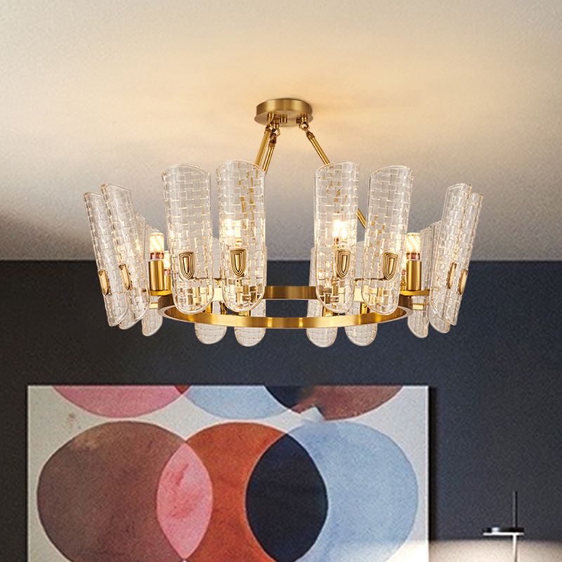 Lámpara de araña curvada de oro luz colgante posmoderna de vidrio colgante para comedor para comedor