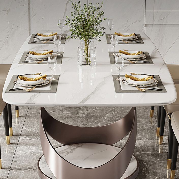 Traditional Luxury Dining Table Rectangle Sintered Stone Table for Living Room