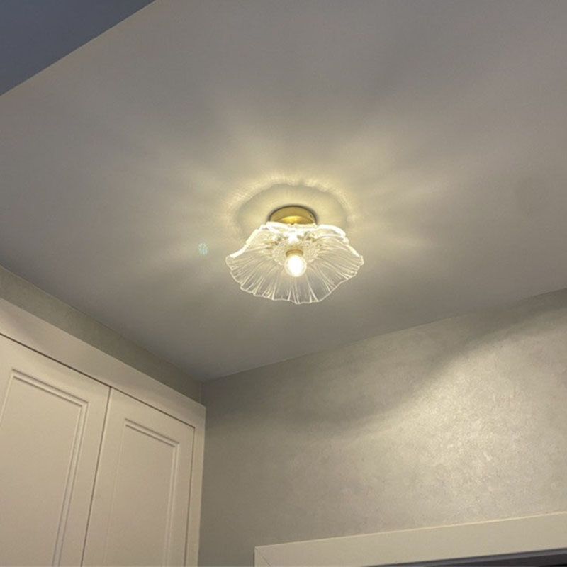 Glass Shaded Ceiling Mounted Fixture Minimalist Style Gold Ceiling Flush Mount for Aisle
