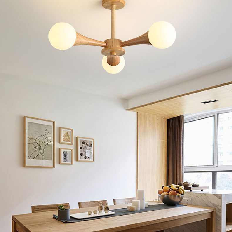 Ultra-Modern Sputnik appeso il lampadario sospensione in legno con cavo sospeso per soggiorno