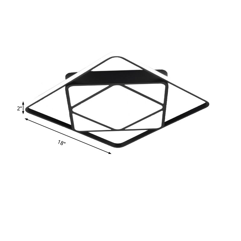 Rhombus Flush Mount Ceiling Light Modern Metal White / Black LED Ceiling Lamp for Bedroom in Warm / White, 18 "/23.5" Wide
