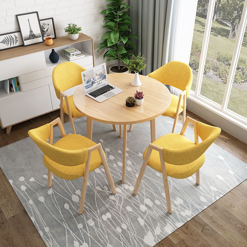 Modern Round Dinner Table Natural Oak Wood Tabletop for 2 Persons