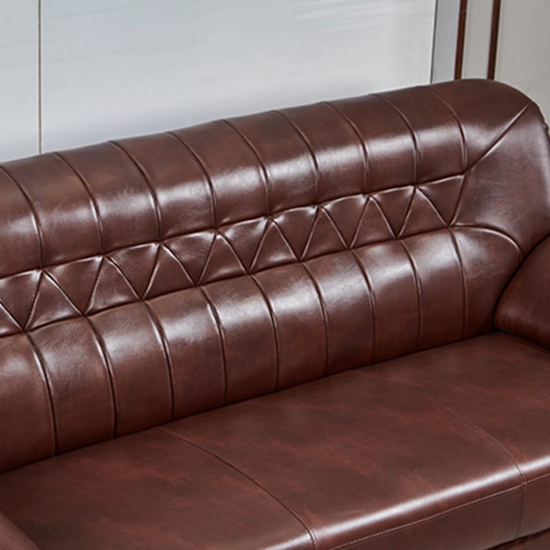 Industrial Biscuit Back Seating Flared Arm Sofa in Dark Brown