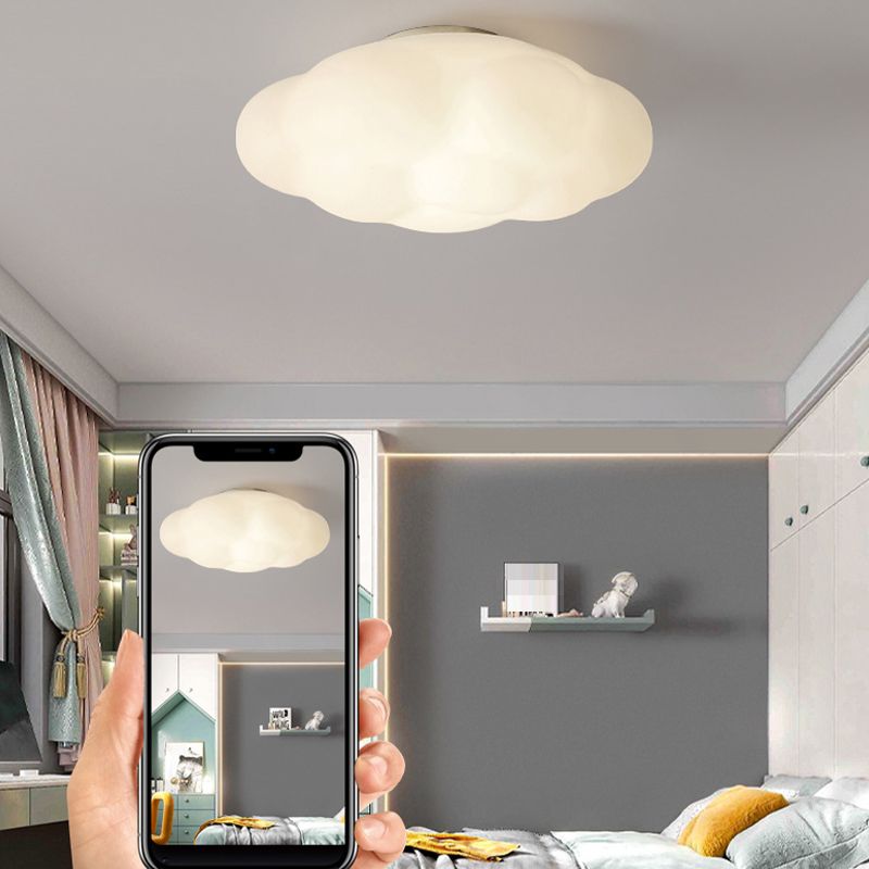 1 - Light Cloud Shape Flush Mount Light Modern Ceiling Flush in Ivory White