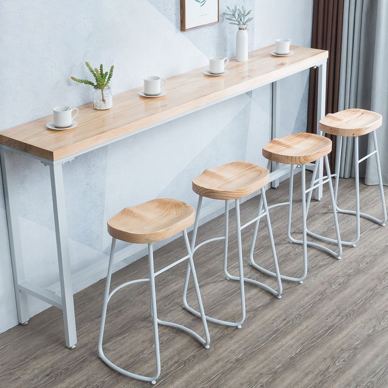 Solid Wood Counter Stool Contemporary Armless Stool for Living Room