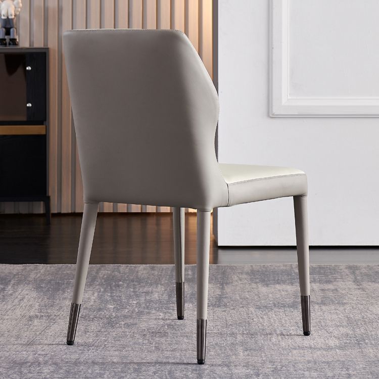 Moderne stijl armloze zijstoelen stevige lederen eetkamerstoelen voor de keuken (set van 2)