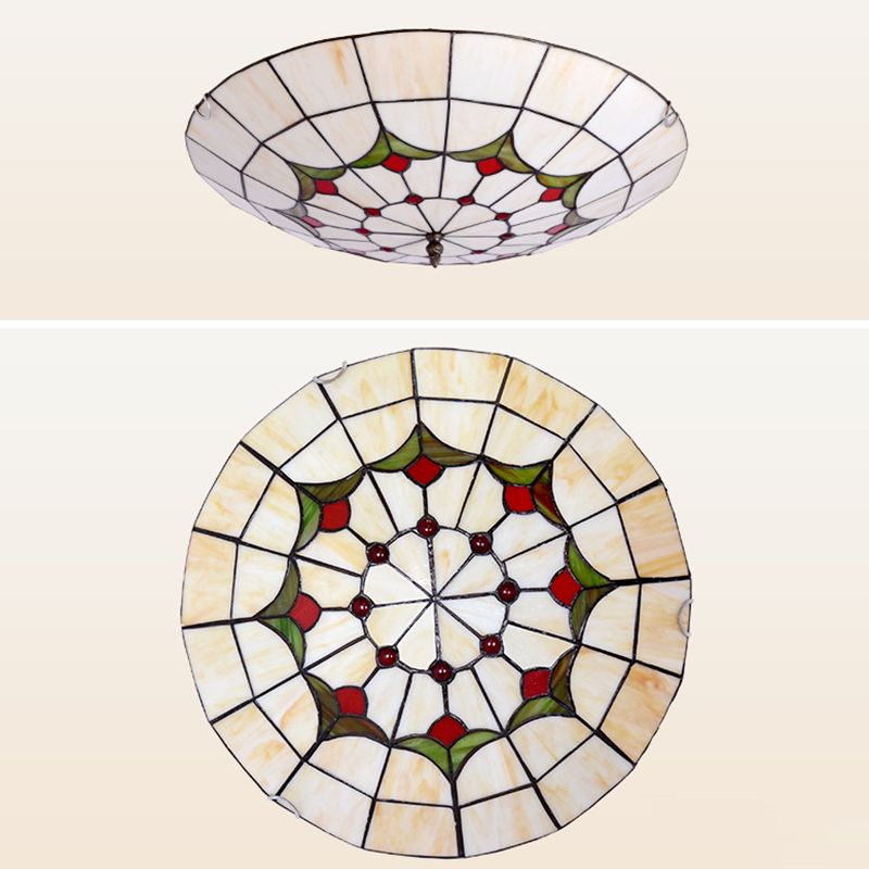 Tiffany Round Flush Mount Ceiling Light Glass Flush Light for Bedroom and Dining Room
