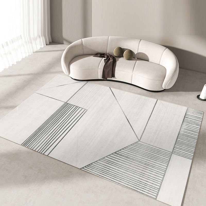 Modern Living Room Area Rug Geometric Pattern  Polyester Area Carpet Non-Slip Backing Rug
