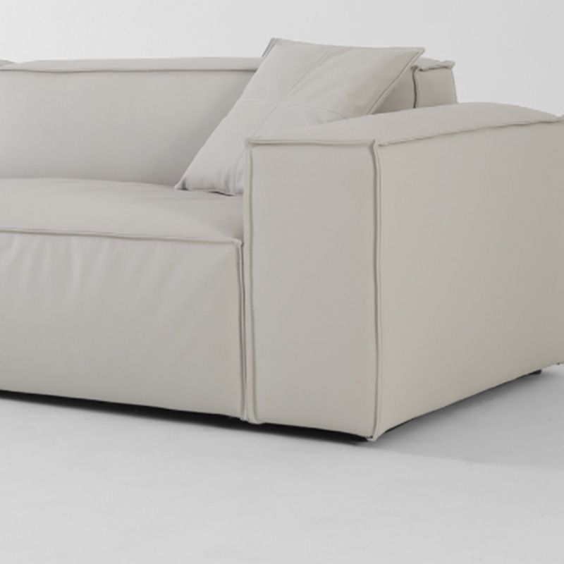 Ultra-Modern Genuine Sofa with Pillow Back and Square Arm in Wood