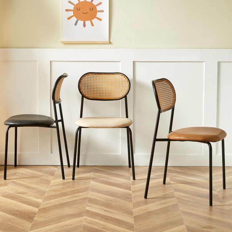 Industrial Style Open Back Upholstered Home Dining Side Chair