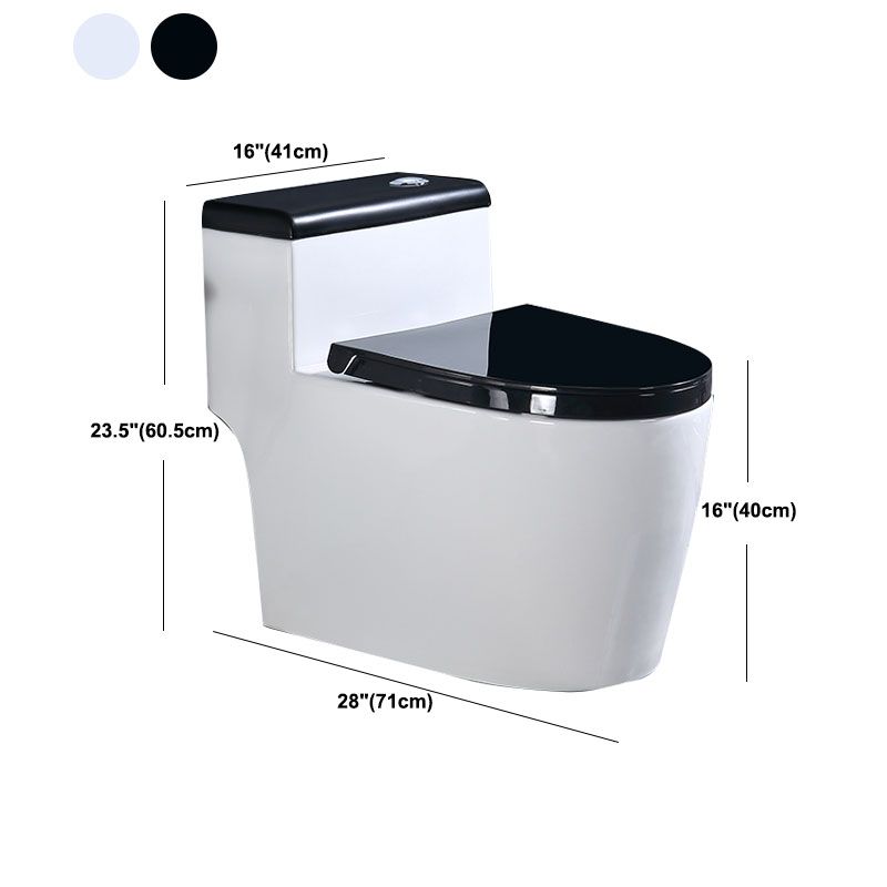 Floor Mount Toilet Black and White Toilet with Siphon Jet Water-saving Function
