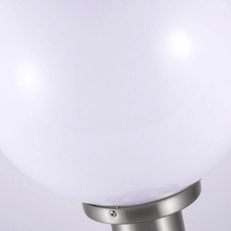 Globe Solar Pillar Lamp Contemporary Metal Outdoor Waterproof Light