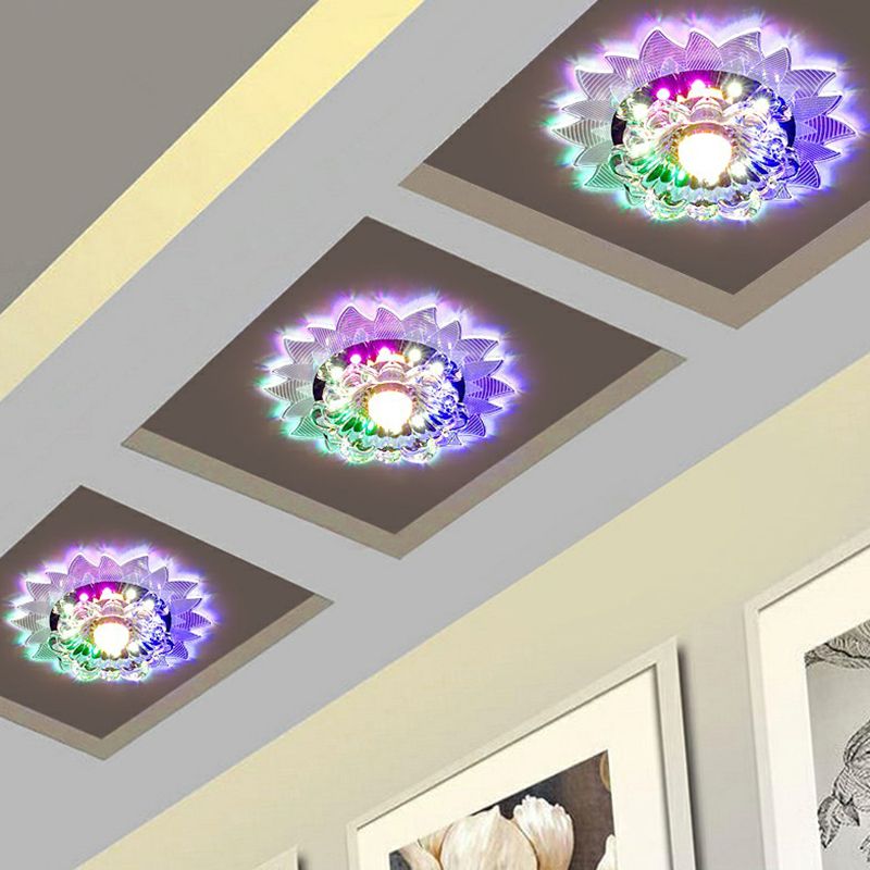 Plafonnier encastré de couloir de cristal encastré LED moderne en forme de fleur
