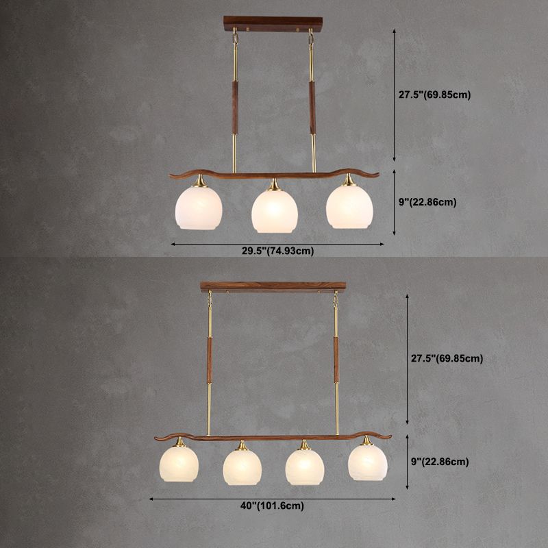 Modern Style Dome Shape Island Lights White Glass Island Lighting in Brown