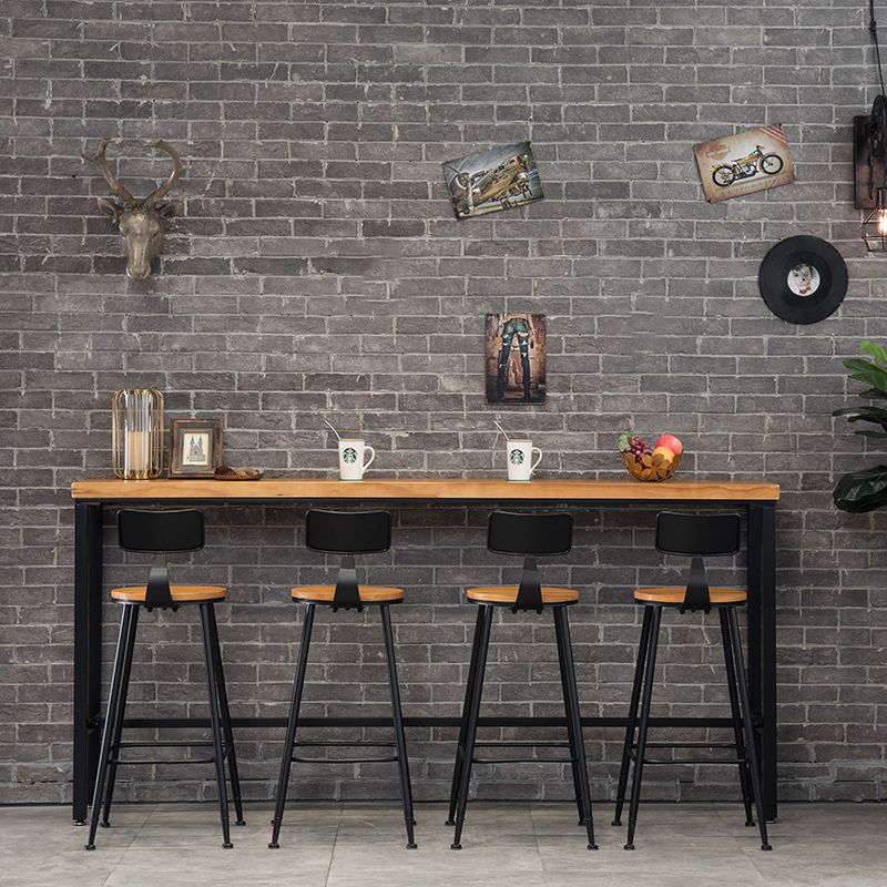 Industrial Style Bar Set 1/4/5/9 Pieces Solid Wood Rectangle Pub Dining Set