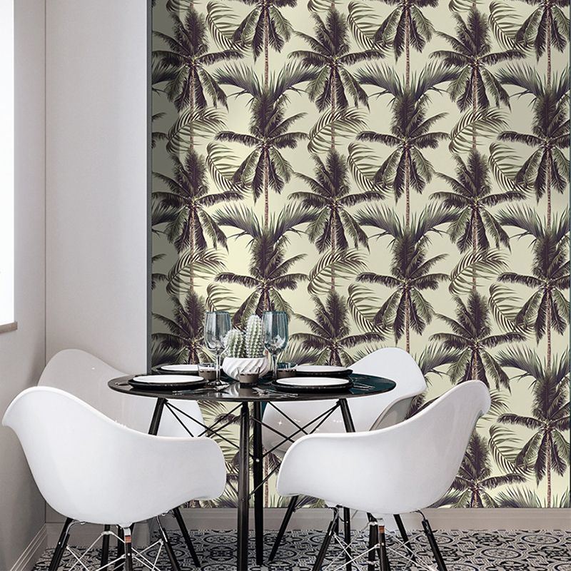 Coconut Tree Print Wallpaper Roll Green Tropical Wall Decor for Living Room, Peel and Paste