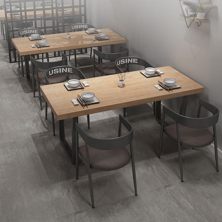 Industrial Solid Wood Dining Table Set 1/2/5 Pieces Rectangle Dining Set
