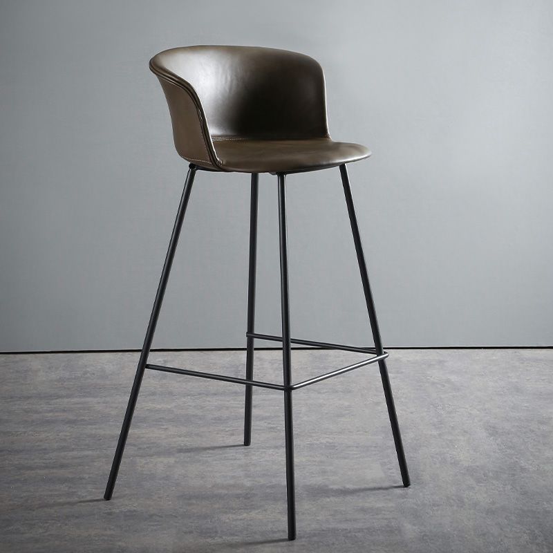 Modern Bucket Low Back Counter Chair Faux Leather Counter Bar Stool for Dining Room