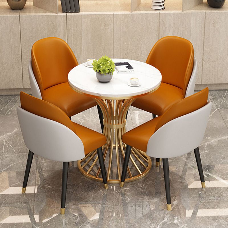Polished Finish Dinette Table for Home Traditional Luxury Round Dining Table