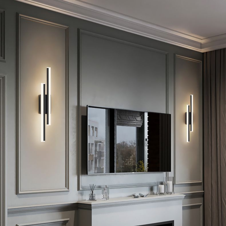 2-Lights Linear Wall Sconce Nordic Minimalist Style Aluminum Sconce Wall Light