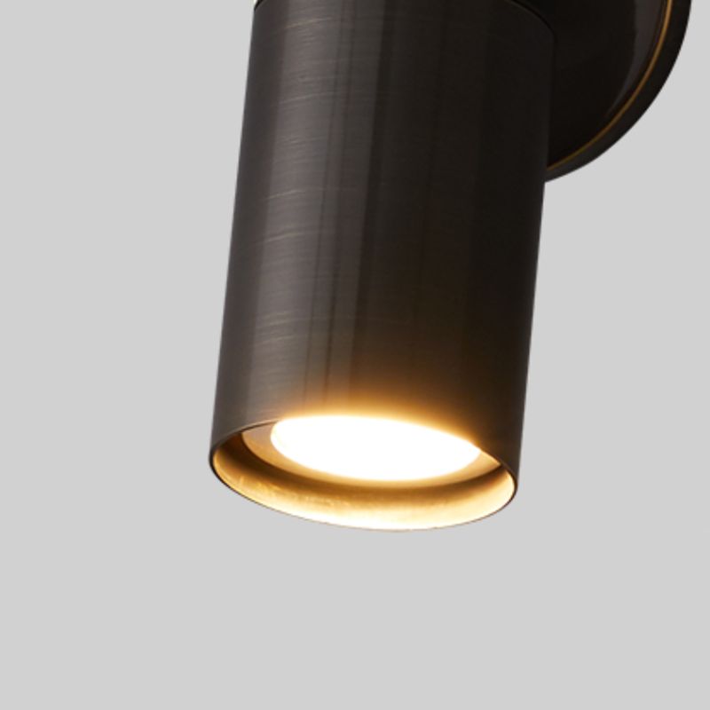 Cylinder Wall Sconce Solid Brass Wall Lighting Fixture in Black Finish