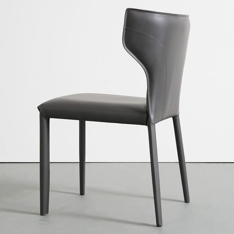 Contemporary Faux Leather and Metal Armless Dining Room Chair