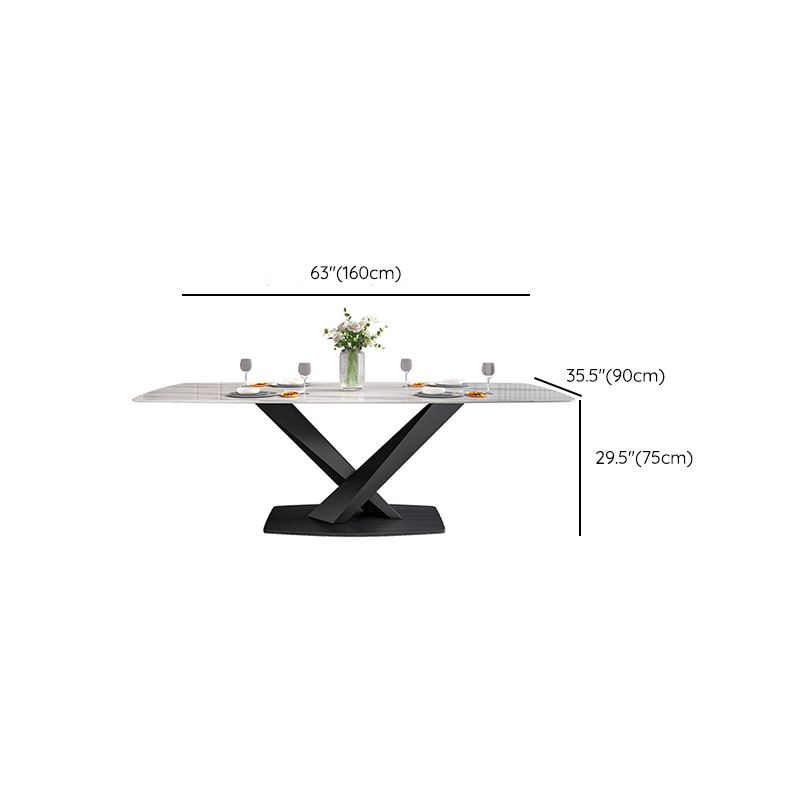 Modern Dining Table Stone Dining Room Dining Table with Metal Base