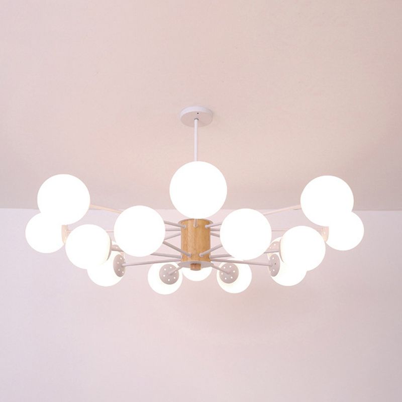 Spherical Shape Chandelier Light Modern Style Glass Multi Light Hanging Lamp for Study