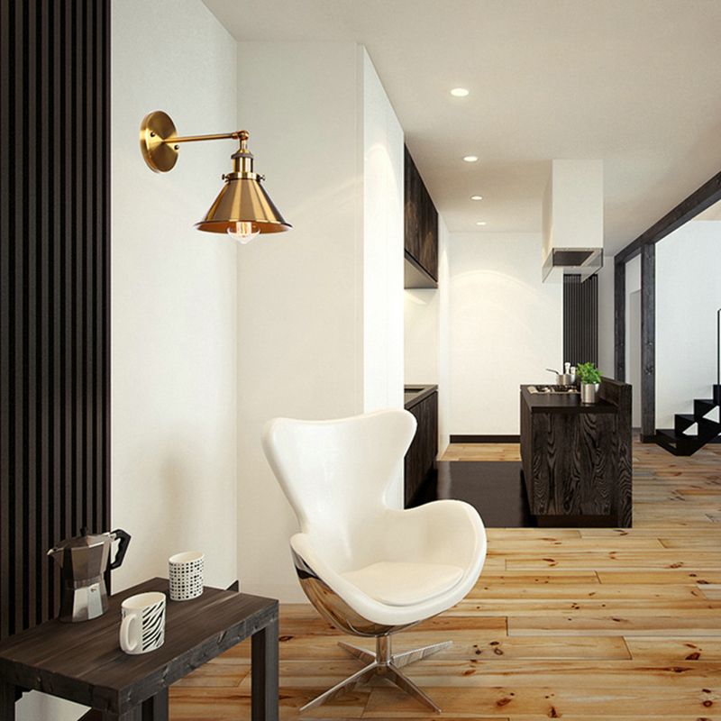 Elektroplattierte Kupfer Vintage Industrial Style Wandlampenschwung Arm Design Single Lampenleuchte für Restaurants