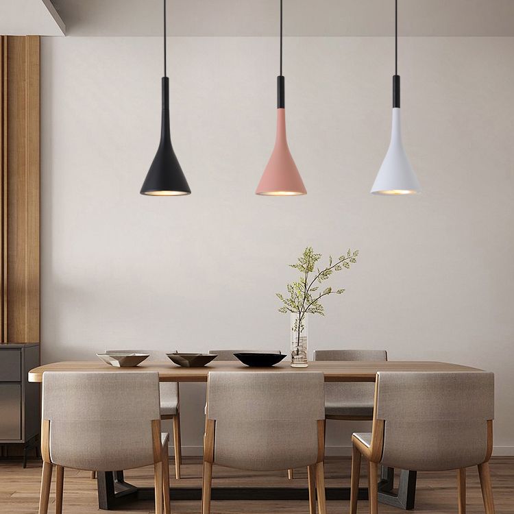 Aluminum Trumpet Shaped Pendant Light Nordic 1 Bulb Suspended Lighting Fixture