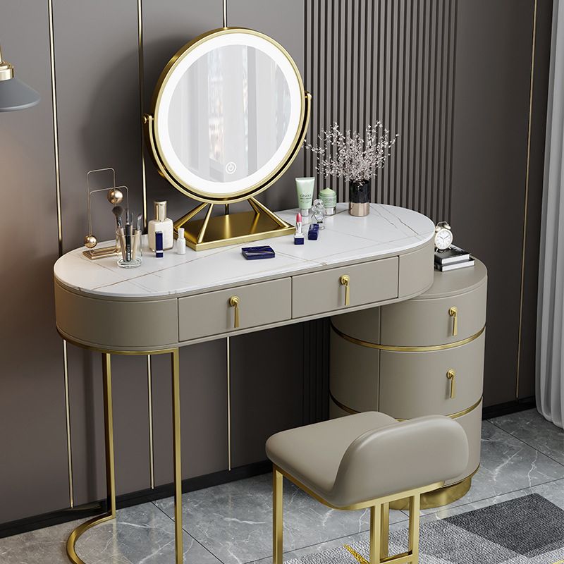 Stone Vanity Tables 23.62" Wide Makeup Table with 5 Storage Drawers