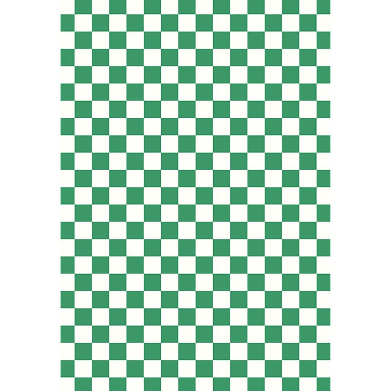 Green Plaid Pattern Rug Modern Polyester Area Rug Stain Resistant Area Carpet for Home Decor
