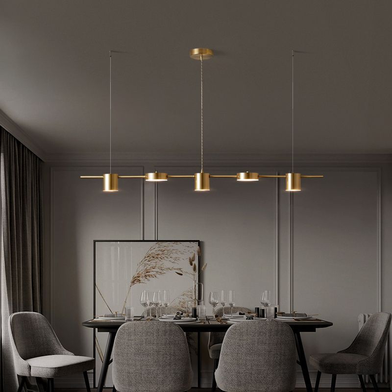 Metal Cylinder Island Pendant Modern Multiple-Light Island Lighting