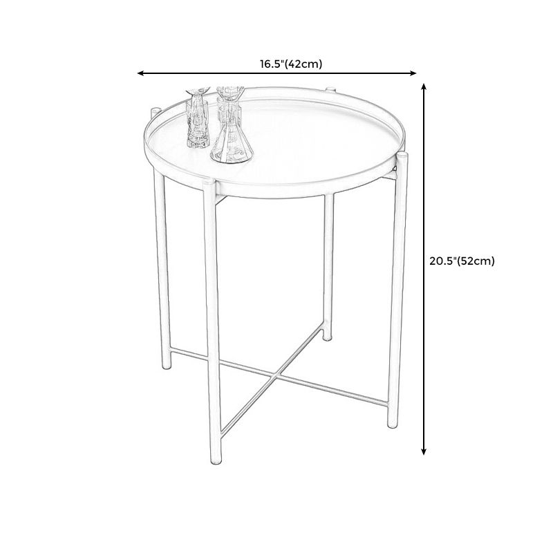 20.4" Tall 4 Legs/Cross Legs End Table Metal Round Tray Top Side End Table