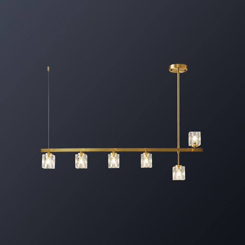 Gold Hanging Light Contemporary Island Lighting with Crystal for Dining Table