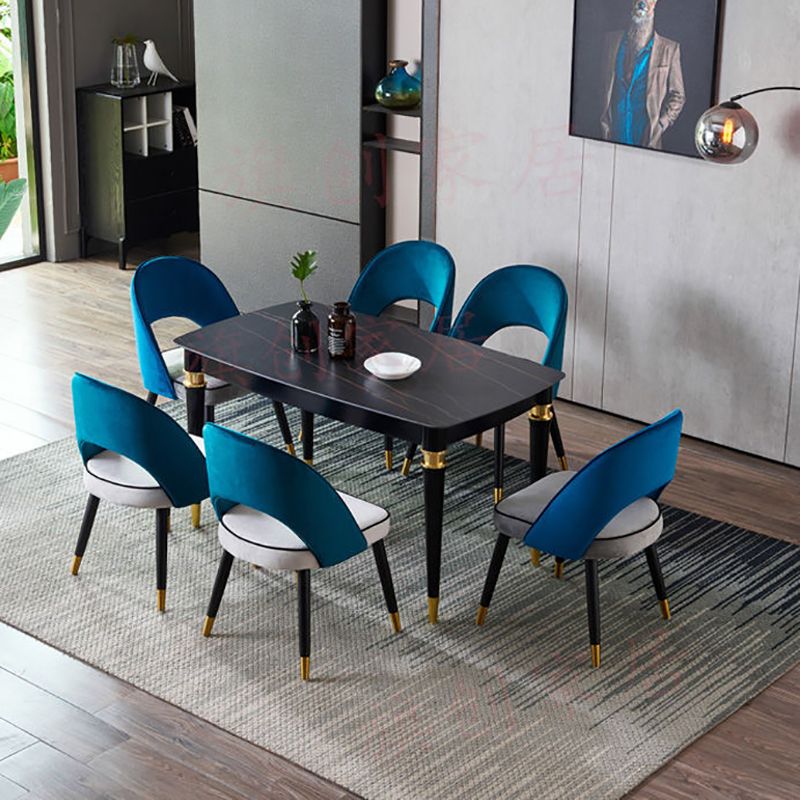 Glam Arm Chair Fabric Open Back Dining Chair for Dining Room