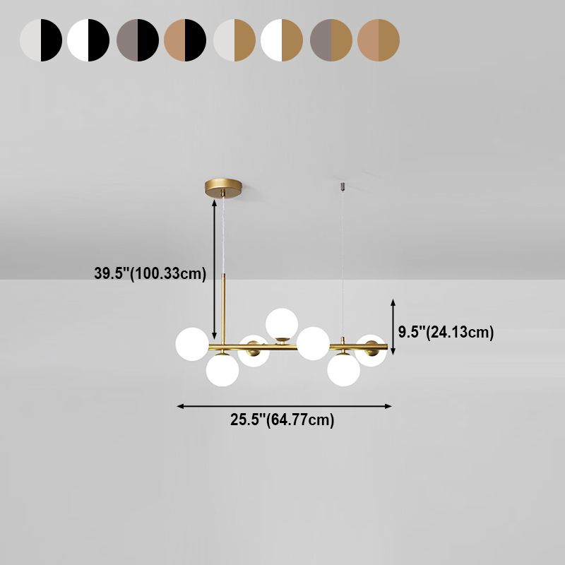 Moderne Insel Leichtes Multi-Head-Restaurant Hängende Lampe mit Globe Glass Shade