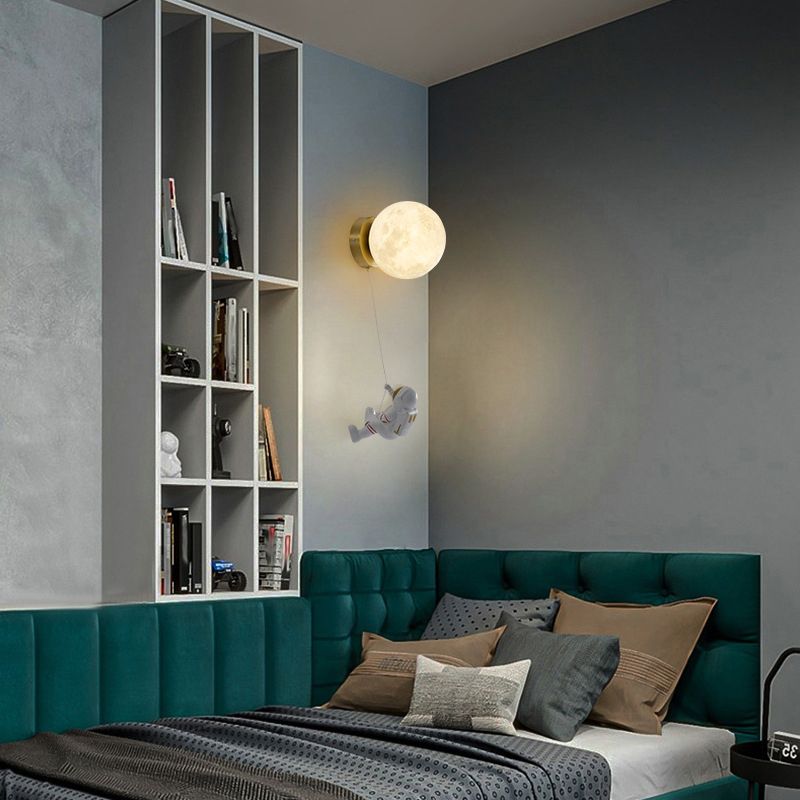 Children Metal Wall Light Flush Mount Globe Shaded Lighting for Dining Room