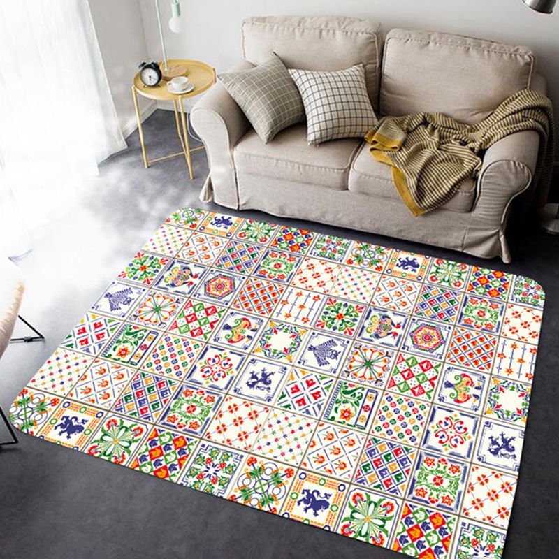 Morocco Geometric Pattern Rug Polyester Area Carpet Stain Resistant Rug for Home Decor