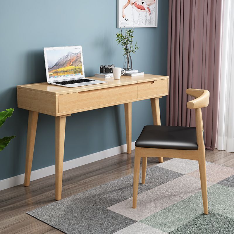 Scandinavian Solid Wood Vanity Makeup Table Set 1 Drawer Flip-Top Dressing Table