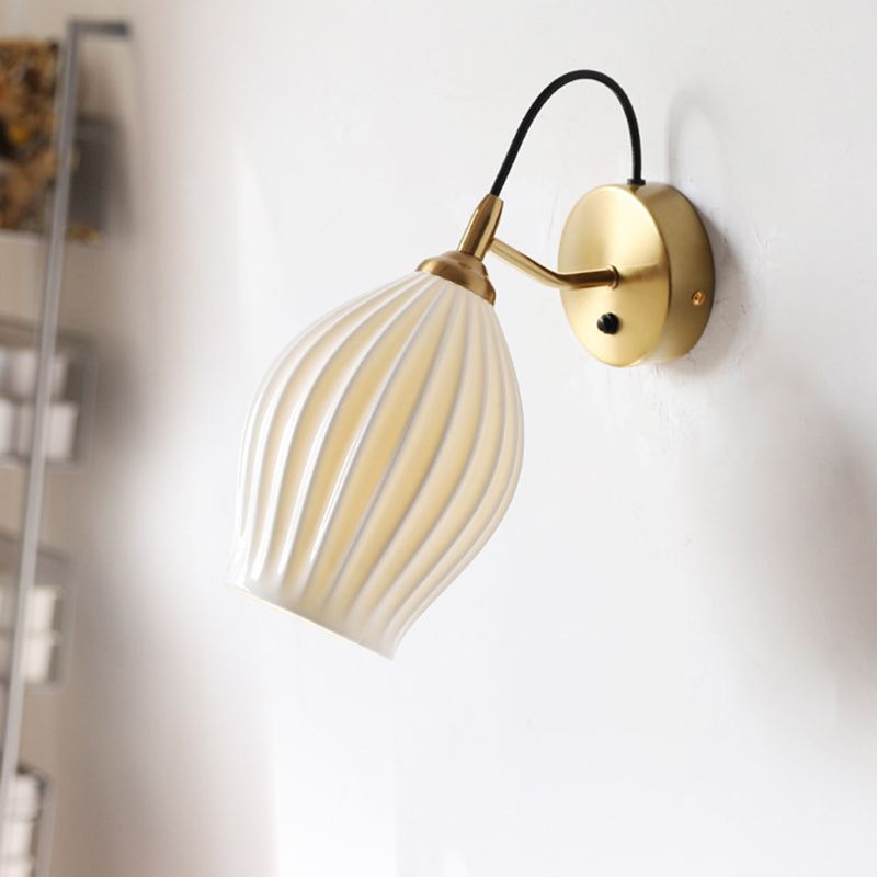 1 - Light Iron and Ceramics Wall Sconce Post Modern Wall Light in Brass / Nickel