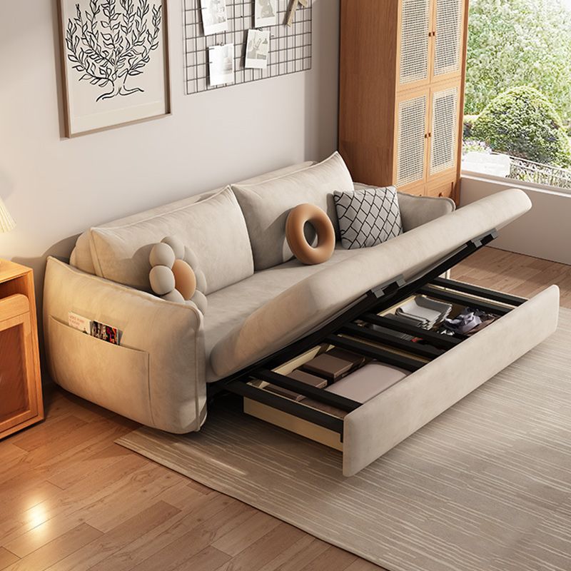 Scandinavian Styled Square Arm Sleeper Sofa Faux Leather Sofa Bed