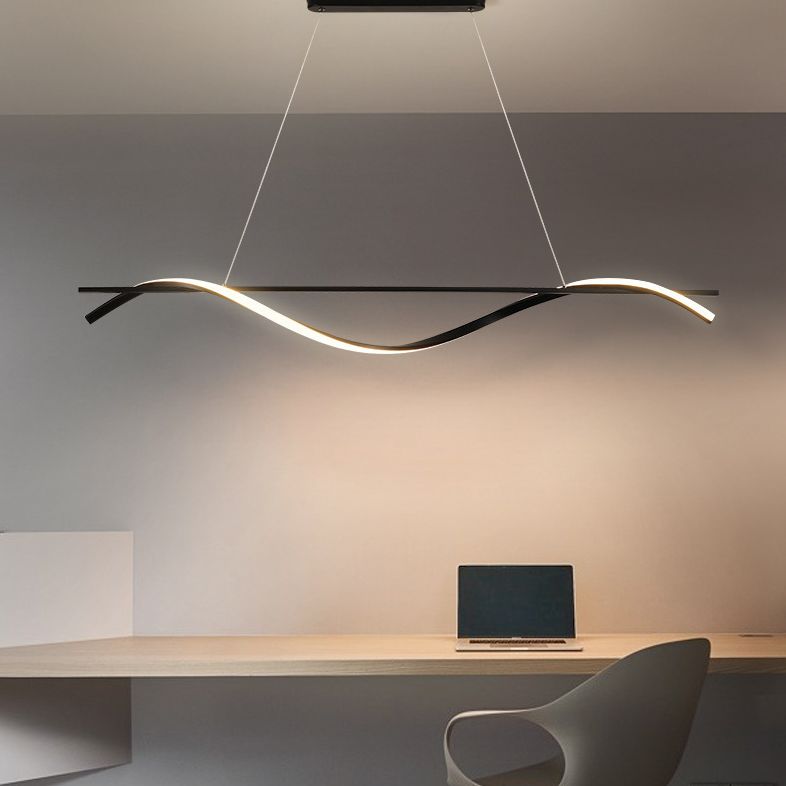 Pendante de l'île Wave Simplicité Style Métal LED Éclairage pendentif noir