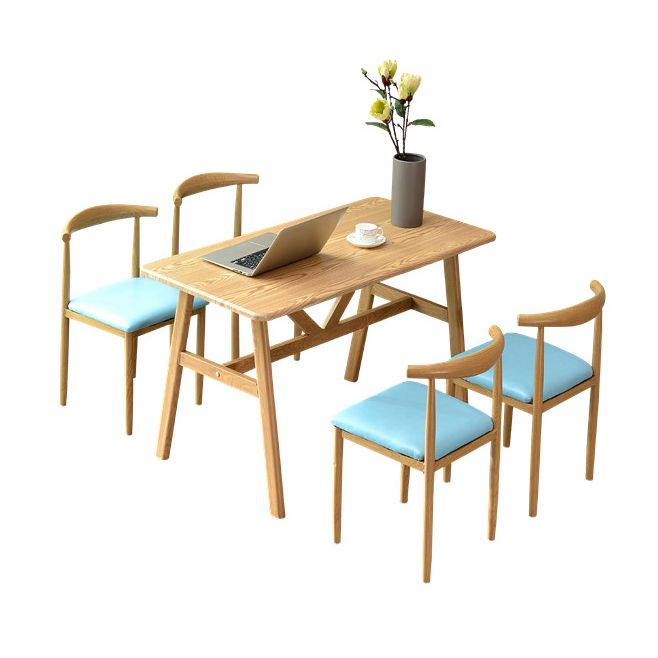 Modern Wooden Dining Room Set with Rectangle Top and Trestle Base Furniture