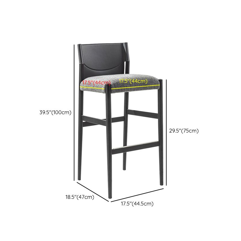 Contemporary Upholstered Armless Bar Stool with Solid Wood Legs