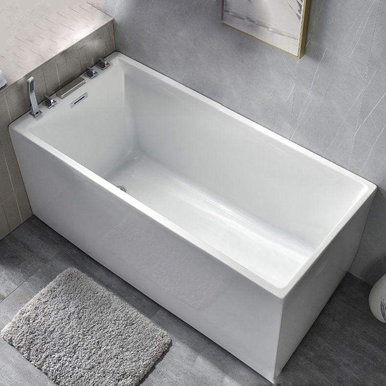 Back to Wall Acrylic Bathtub Stand Alone White Rectangular Bath