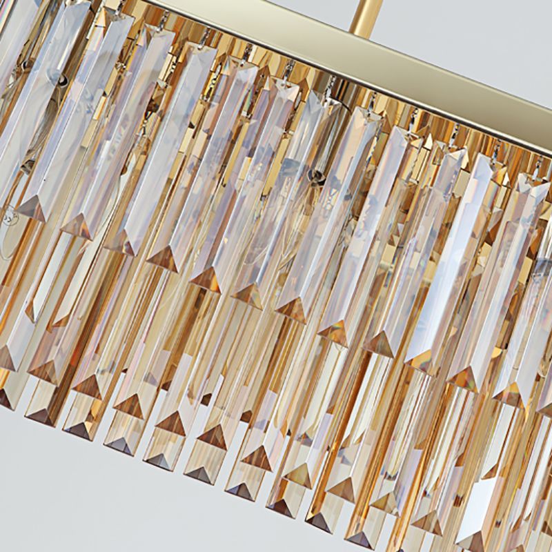 Rechthoek hangende lampkit eigentijds helder/barnsteen kristallen blok 10 lichten eetkamer eilandlamp, 31,5 "/39" w