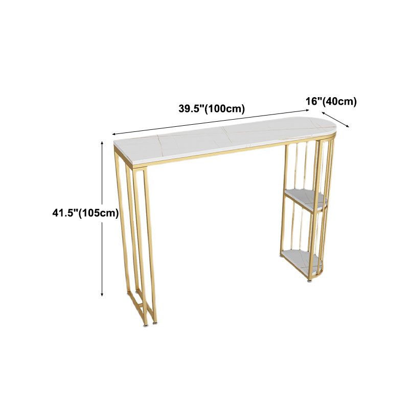 Glam Style Storage Bar Table Gold Frame 42 Inch Height Table for Restaurant