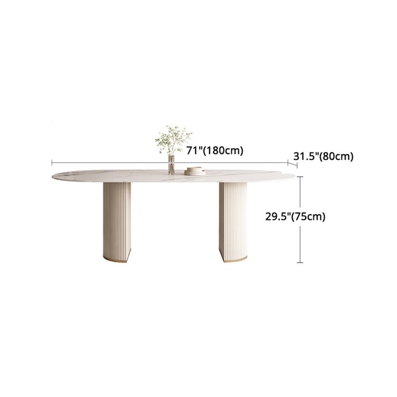 Modern Leatherwear Dining Table Set 1/4/5/7 Pieces White Sintered Stone Top Dinette Set