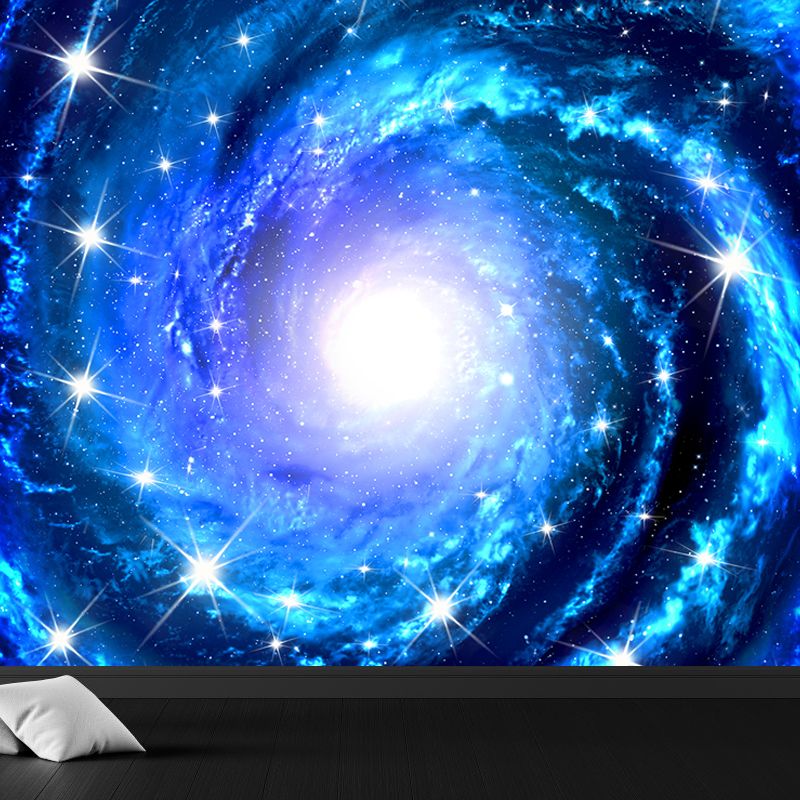 Modern Supernatural Stars Spiral Mural for Boys Bedroom Customised Wall Art in Dark Color